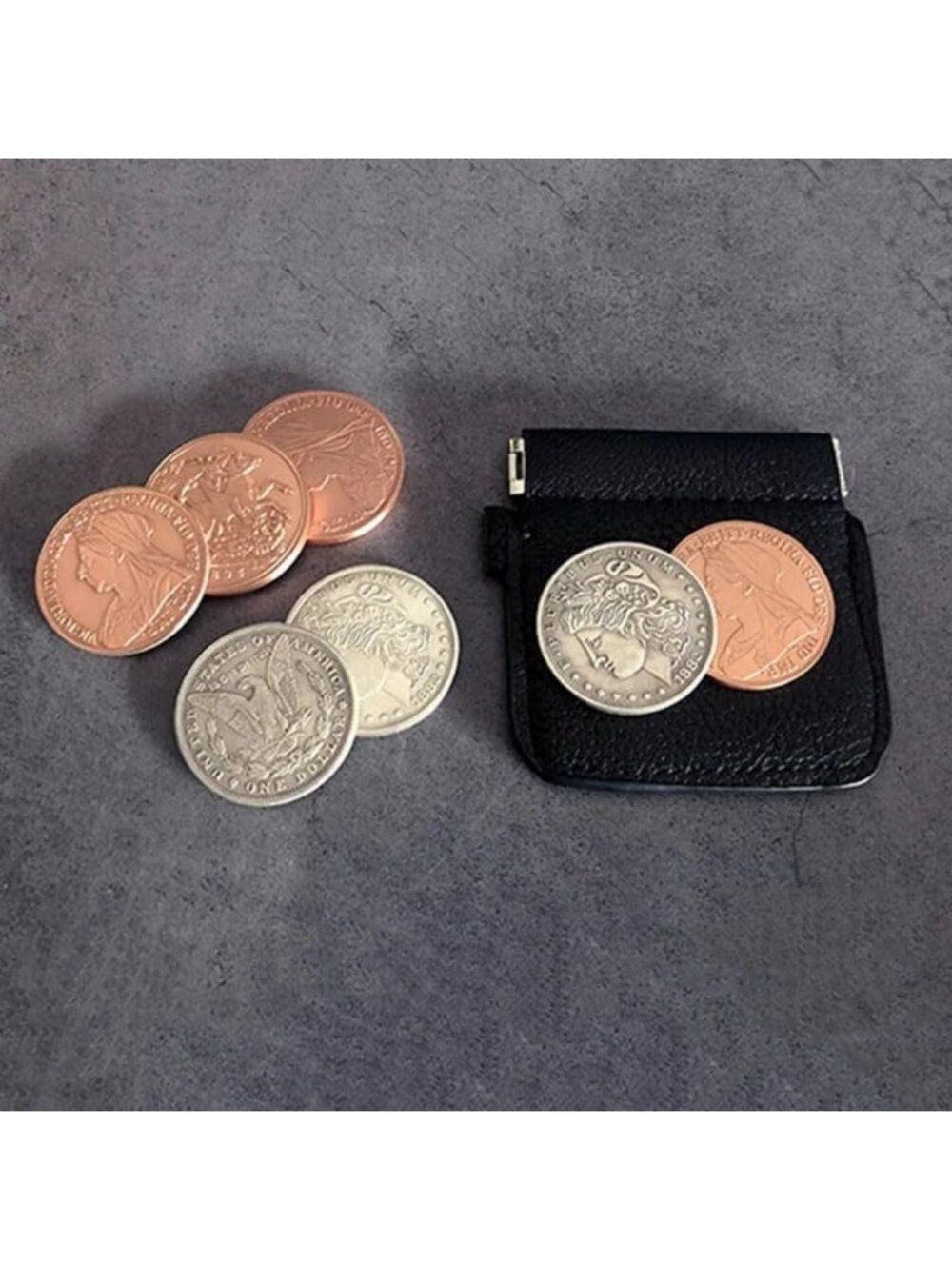 Deluxe Magic Coin Set - Hopping Half Trick, Vanish & Appear Illusions for